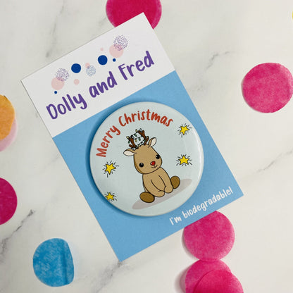 Reindeer Christmas Badge - Dolly and Fred Designs