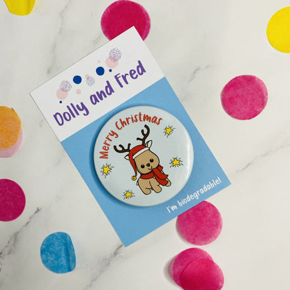 Reindeer Christmas Badge - Dolly and Fred Designs