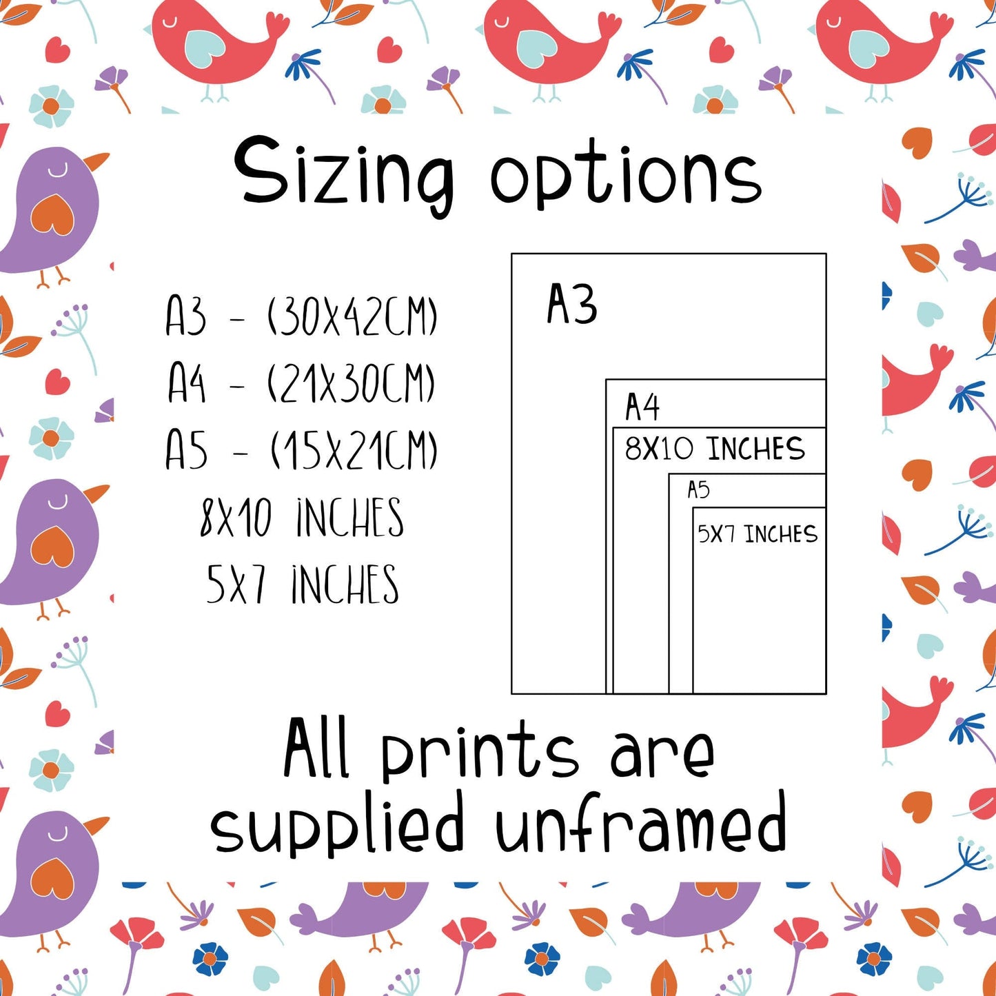 Print sizing guide - Dolly and Fred Designs