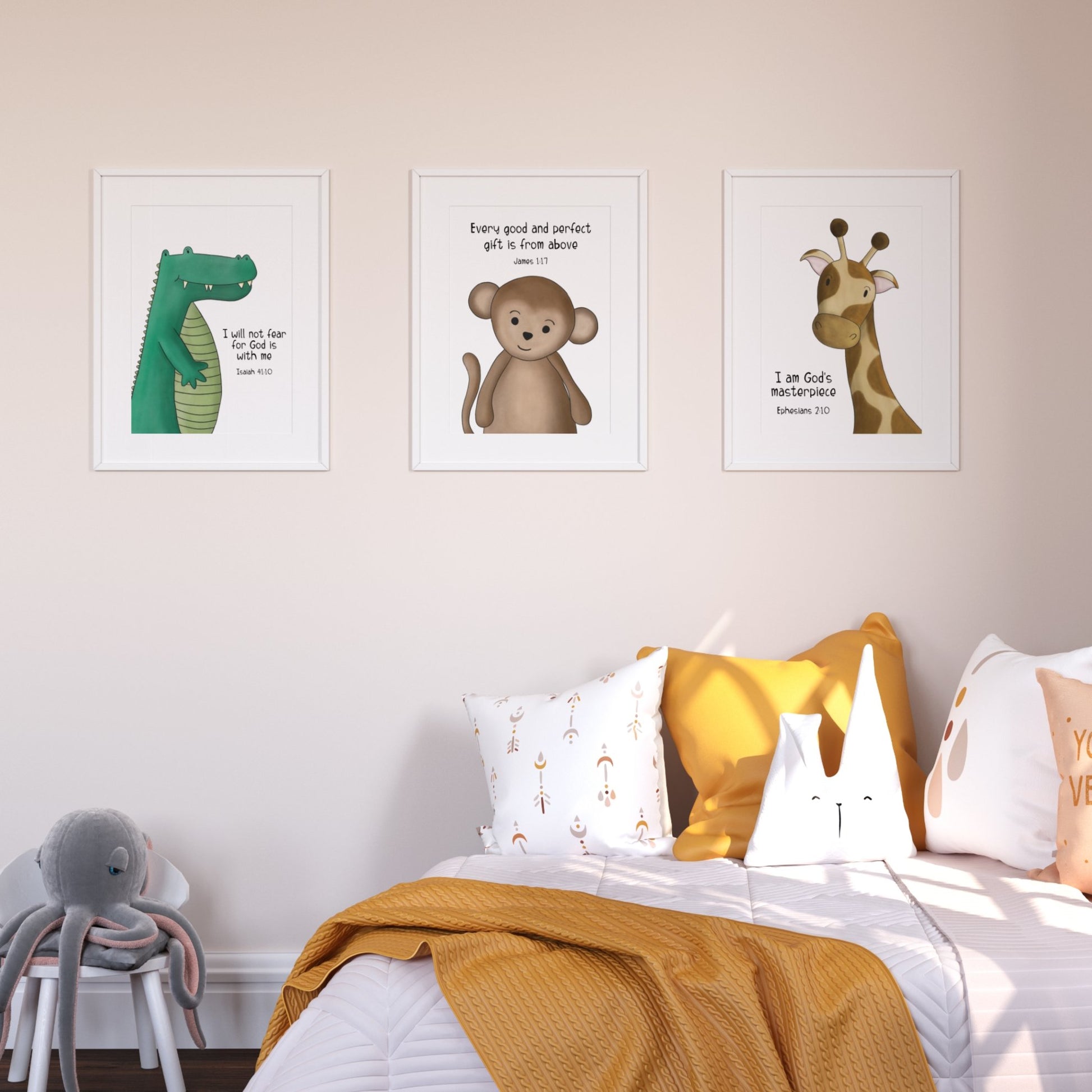 Safari Bible Verse Prints, Set of 3 - Dolly and Fred Designs