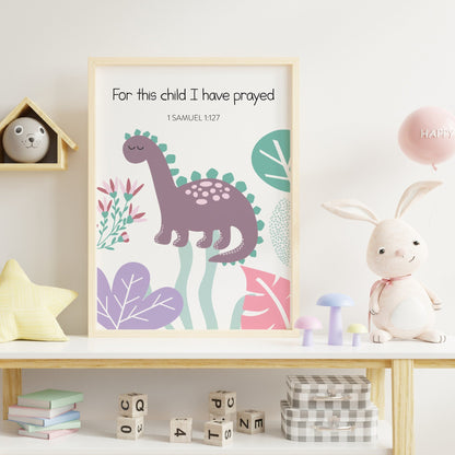 Set of 9 Pink Dinosaur Bible verse prints - Dolly and Fred Designs
