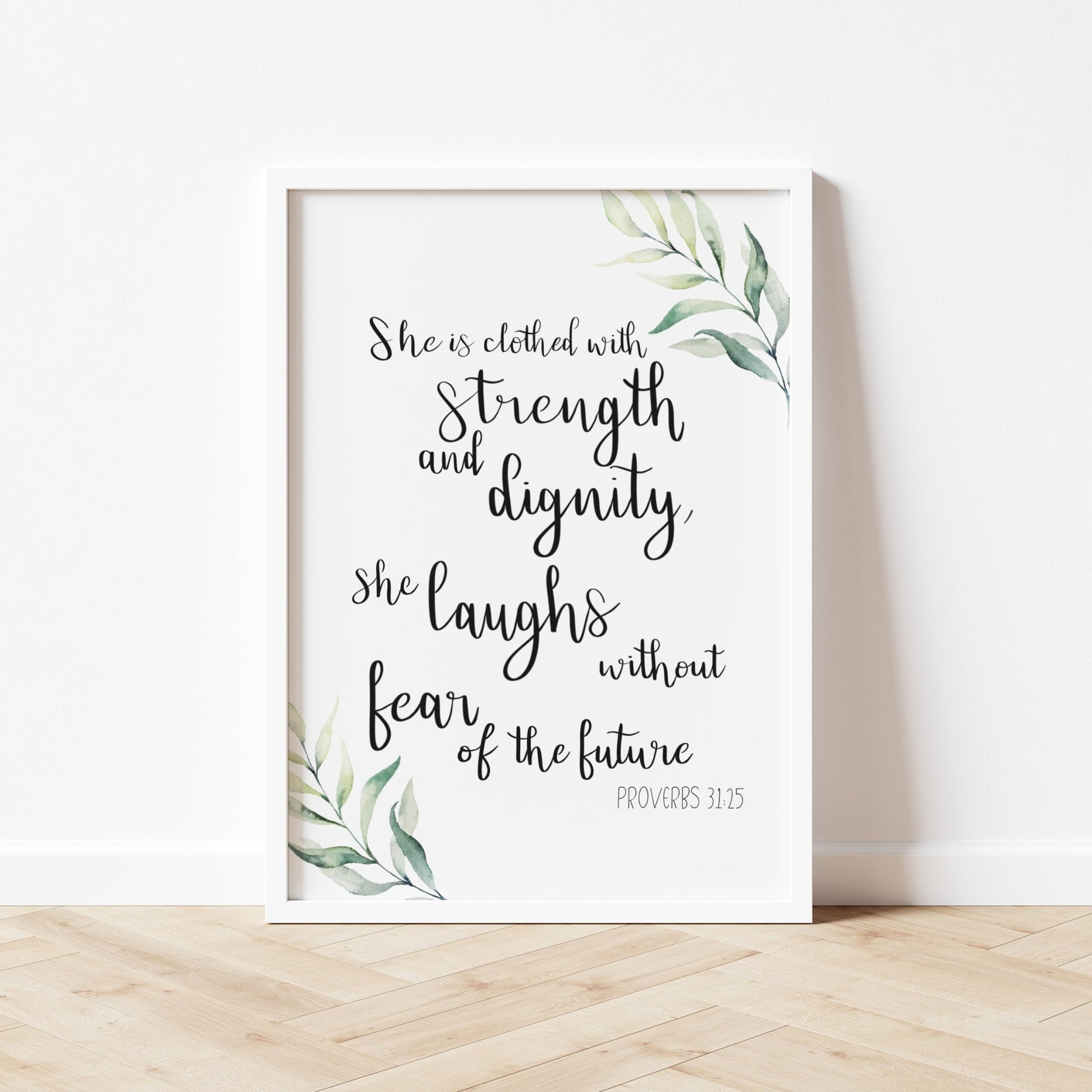 She clothed with strength and dignity watercolour print - Dolly and Fred Designs