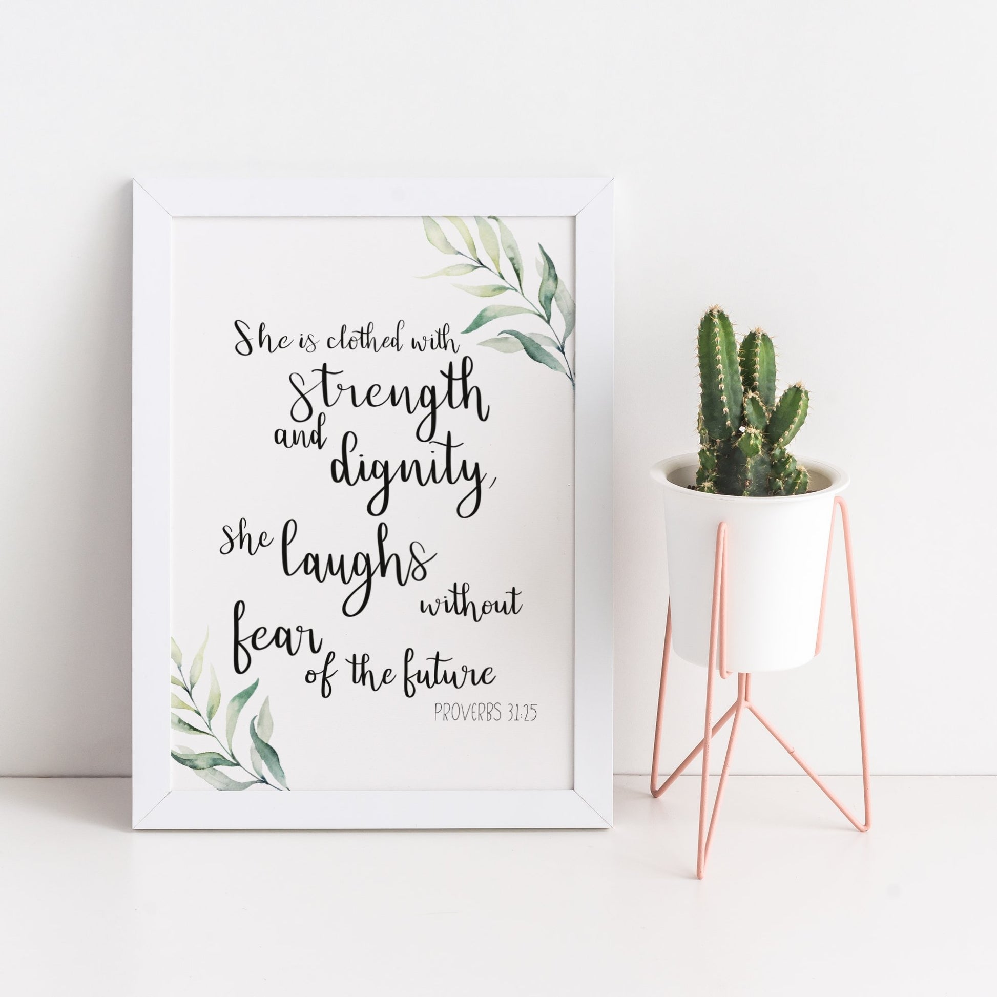 She clothed with strength and dignity watercolour print - Dolly and Fred Designs