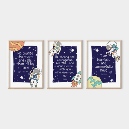 Strong and Courageous Space Print - Dolly and Fred Designs
