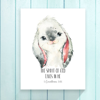 Watercolour Bunny Bible Verse Print Set - Dolly and Fred Designs