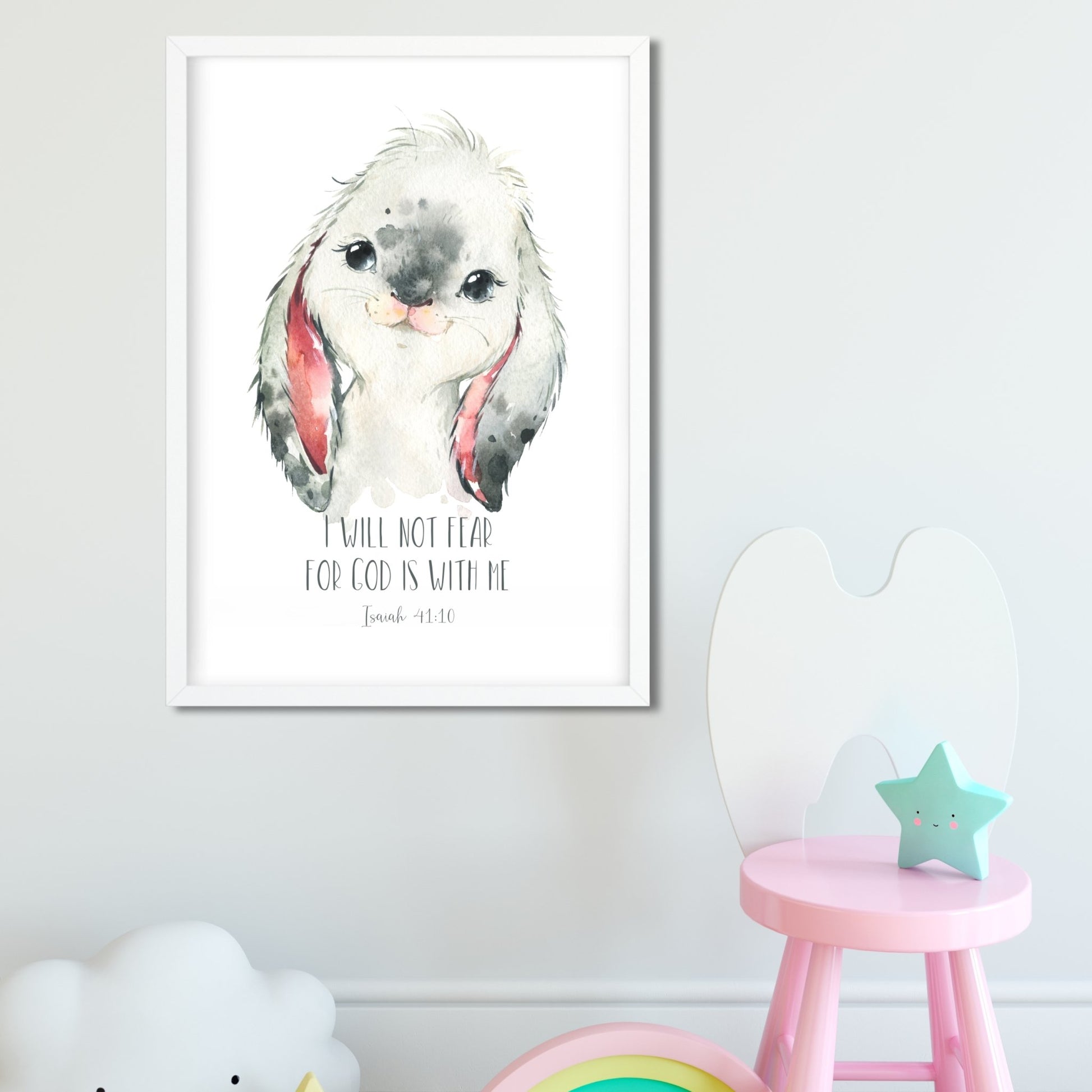 Watercolour Bunny Bible Verse Print Set - Dolly and Fred Designs