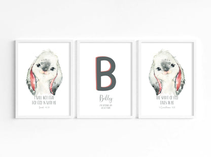 Watercolour Bunny Bible Verse Print Set - Dolly and Fred Designs