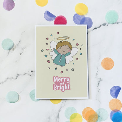 Yellow Angel christmas card - Dolly and Fred Designs