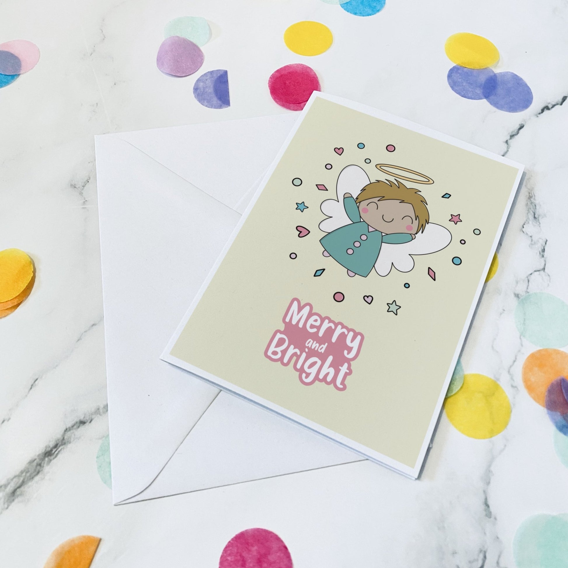 Yellow Angel christmas card - Dolly and Fred Designs