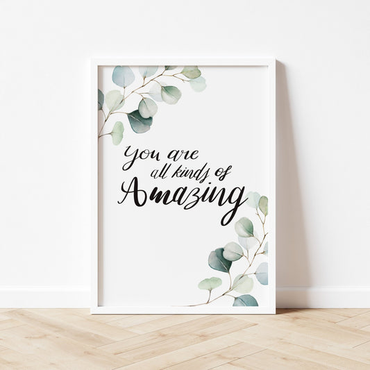 You are amazing Watercolour Leaves Print - Dolly and Fred Designs