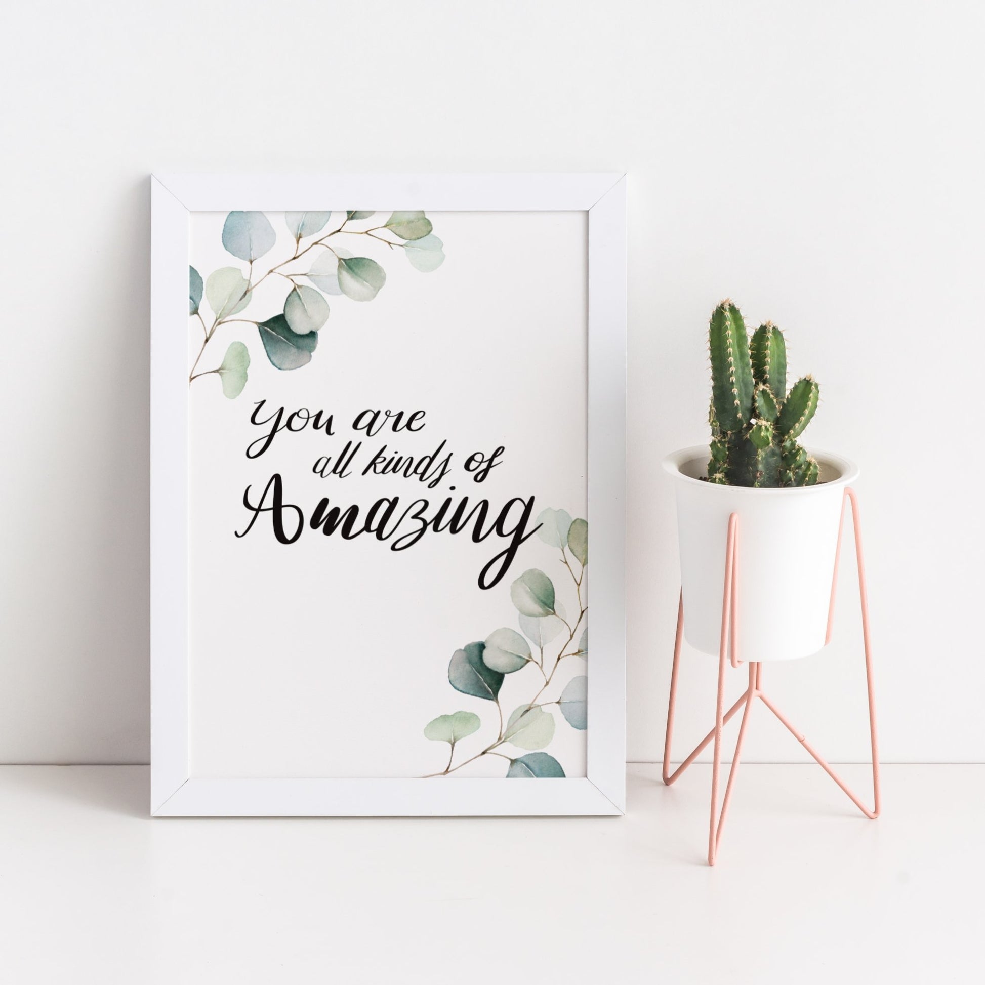 You are amazing Watercolour Leaves Print - Dolly and Fred Designs